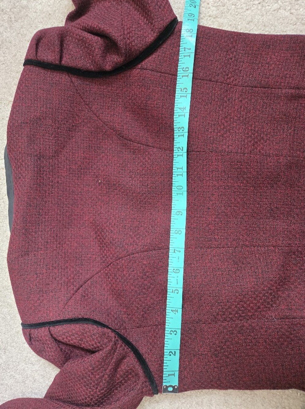 Wenger Vintage Burgundy Virgin Wool Open Front Crop Blazer. Size 38/ M - Picture 10 of 11